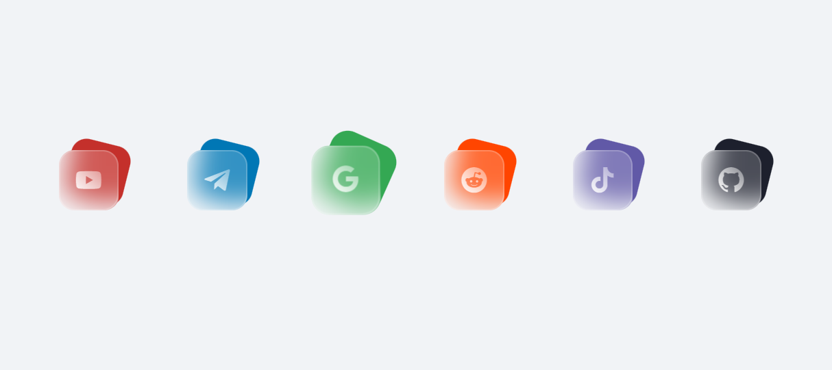 Glass Social Icons Hover Effect